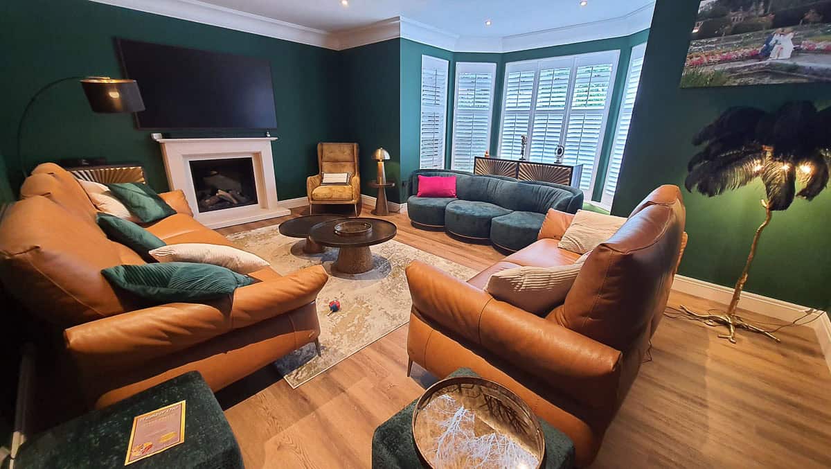 Mylands opulent deep green art deco lounge